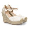 Sandalias de cuña alta en yute crochet de mujer color blanco VR5-1516