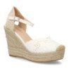 Sandalias de cuña alta en yute crochet de mujer color blanco VR5-1516