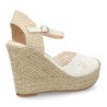 Sandalias de cuña alta en yute crochet de mujer color blanco VR5-1516