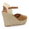 Sandalias de cuña alta en yute crochet de mujer color camel VR5-1516
