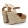 Sandalias de cuña alta en yute crochet de mujer color camel VR5-1516
