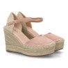 Sandalias de cuña y plataforma en yute de mujer color nude VR5-1528