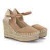 Sandalias de cuña y plataforma en yute de mujer color taupe VR5-1528