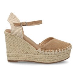 Sandalias de cuña y plataforma en yute de mujer color taupe VR5-1528