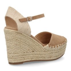 Sandalias de cuña y plataforma en yute de mujer color taupe VR5-1528