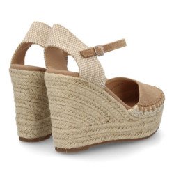 Sandalias de cuña y plataforma en yute de mujer color taupe VR5-1528