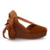 Sandalias de cuña en yute comoda lazos de mujer color camel VR6-3110