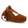 Sandalias de cuña en yute comoda lazos de mujer color camel VR6-3110