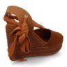 Sandalias de cuña en yute comoda lazos de mujer color camel VR6-3110
