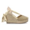 Sandalias doradas de cuña en yute comoda lazos de mujer VR6-3110
