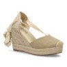 Sandalias doradas de cuña en yute comoda lazos de mujer VR6-3110