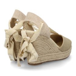 Sandalias doradas de cuña en yute comoda lazos de mujer VR6-3110