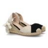 Sandalias de cuña en yute comoda lazos de mujer bicolor negro y beige VR6-3115