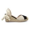 Sandalias de cuña en yute comoda lazos de mujer bicolor negro y beige VR6-3115