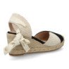 Sandalias de cuña en yute comoda lazos de mujer bicolor negro y beige VR6-3115