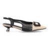 Zapatos de vestir tacon bajo destalonado de mujer bicolor beige y negro X-5333