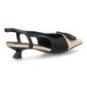 Zapatos de vestir tacon bajo destalonado de mujer bicolor beige y negro X-5333