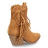 Botines camperos flecos tacon medio de mujer color camel YZ25-94