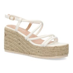 Sandalias de cuña y plataforma en yute para mujer color blanco YJ797