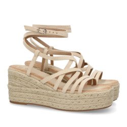 Sanddalias de cuña en yute con tiras colores para mujer