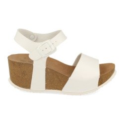 Sandalias bio plataforma pala simple para mujer color blanco M-77