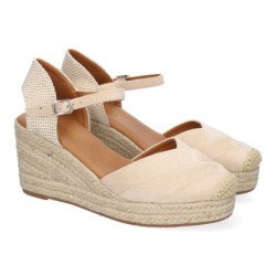 Alpargatas de cuña cómoda de esparto para mujer beige VR5-1519