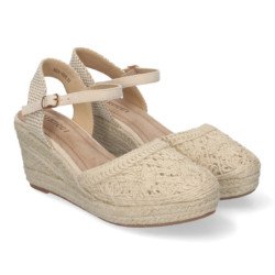 Alpargata de cuña media forrada de yute para mujer beige VRA-898
