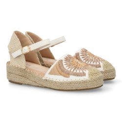 Sandalias de cuña bajas en yute para mujer color blanco 9997
