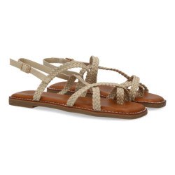 Sandalias planas cómodas trenzadas para mujer color beige 1U4