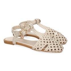 Sandalias planas para mujer diseño trenzado color beige 1U5