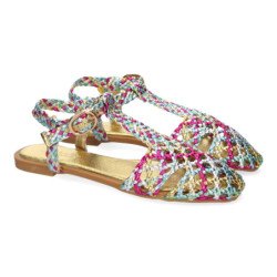 Sandalias planas para mujer diseño trenzado multi color 1U5