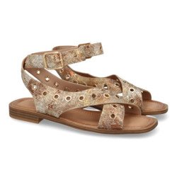 Sandalias planas cómodas ojales de metal para mujer color serpiente 2287