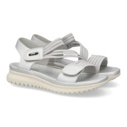 Sandalias plateadas planas cómodas para mujer 23K1688