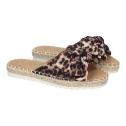 Sandalias planas cómodas para mujer pala con lazo estampado animal FB-5056