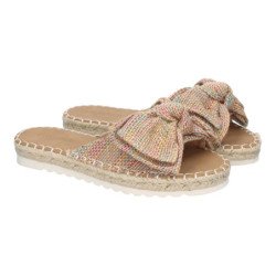 Sandalias planas cómodas para mujer pala con lazo multi color FB-5056