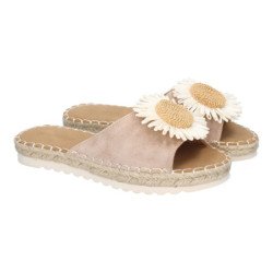Sandalias planas cómodas para mujer pala flor color blanco FB-5198