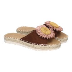 Sandalias planas cómodas para mujer pala flor color rosa FB-5198