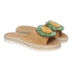 Sandalias planas cómodas para mujer pala flor color verde FB-5198
