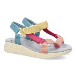 Sandalias planas cómodas velcro para mujer multicolor FF-86