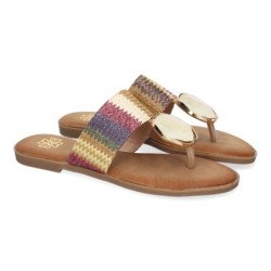 Sandalias planas estilo esclava para mujer color kaki GG-72