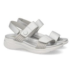 Sandalias plateadas planas cómodas para mujer HLS-0692