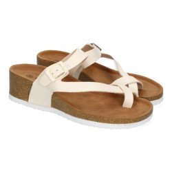 Sandalias de cuña bio tipo esclava mujer color beige M-28