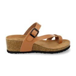 Sandalias de cuña bio tipo esclava mujer color camel M-28