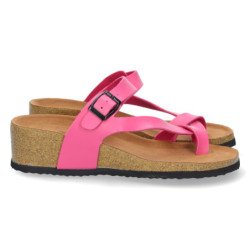 Sandalias de cuña bio tipo esclava mujer color fucsia M-28