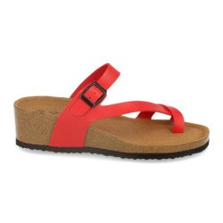 Sandalias de cuña bio tipo esclava mujer color rojo M-28