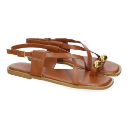 Sandalias planas para mujer cómodas color camel TC-1U1