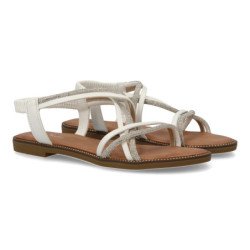 Sandalias planas cómodas mujer tiras color blanco TF2509