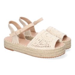 Sandalias planas en yute pala trenzada abierta para mujer beige TF2638