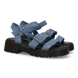 Sandalias planas cómodas hebilla para mujer color azul TF3525