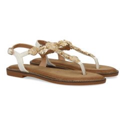 Sandalias planas cómodas diseño brillante para mujer color blanco TF5552